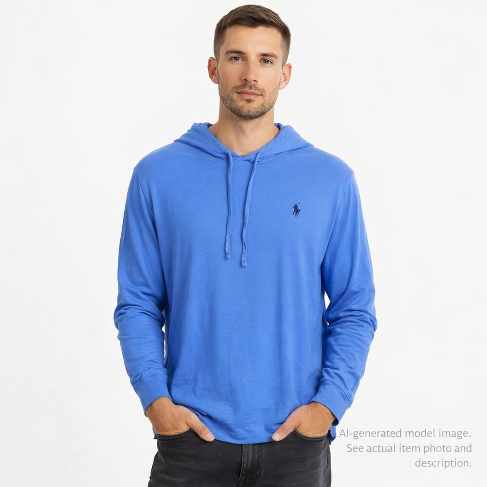 337. Polo Ralph Lauren Blue Lightweight Hoodie Long Sleeve Top XL